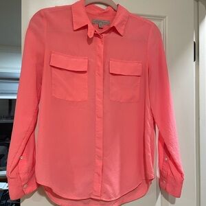 XS ultra lightweight button down melon colored top